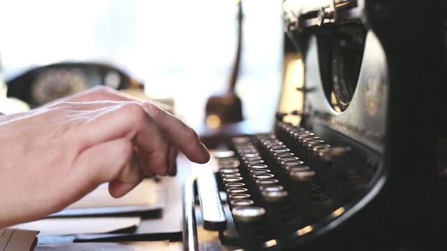 Details of writing on old interwar classic mechanical typewriter