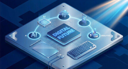 Digital future concept integrated technology data and artificial intelligence network