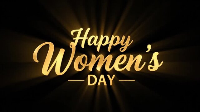 A stylish Happy Womens Day animation featuring glowing golden text with elegant lines, perfect for a modern and celebratory greeting