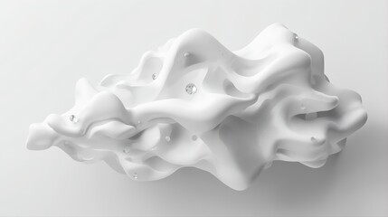 Fluid abstract white organic sculpture with water droplets and smooth curves. Perfect for Cloud Dancer 2026 modern design concepts, minimalist art backgrounds, contemporary 3D visualization, clean aes