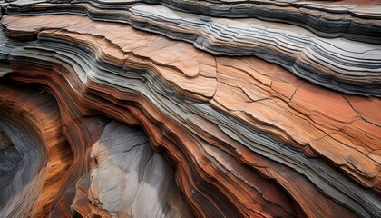 Layered Sedimentary Rock With Brown And Gray Bands Creating Textured Geological Strata