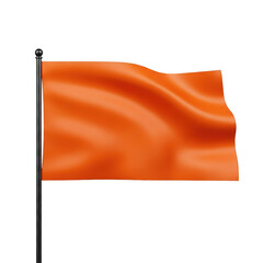 Waving orange flag isolated on transparent background