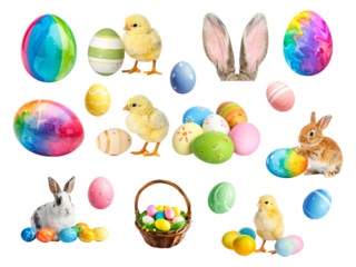Easter set isolated on white background