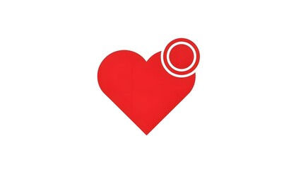 Red Heart Icon with Notification Rings Pulsing on White Background - Motion Graphic