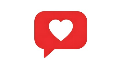 Red Heart Like Notification Bubble with White Background - Cinematic Render