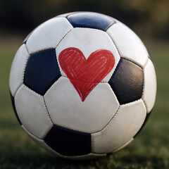 Heart Drawn on Soccer Ball: Love for Sport and Passionate Game