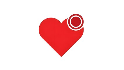 Red Heart with Notification Icon Pulsing on White Background - Vector Graphic