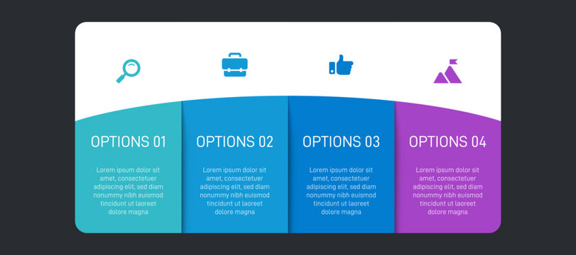 Progress bar featuring 4 arrow-shaped elements, symbolizing the four stages of business strategy and progression. Clean timeline infographic design template. Vector for mobile presentation.