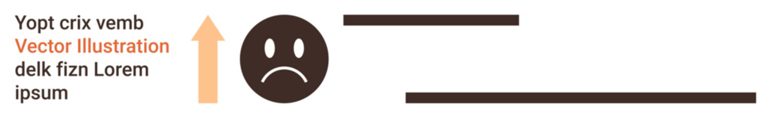 Fototapeta premium Emotional wellness, mental health, recovery, self-improvement, goal setting, personal growth. Brown sad face icon with upward orange arrow. Emotional wellness and mental health concept