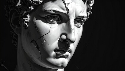 Face of a broken marble statue