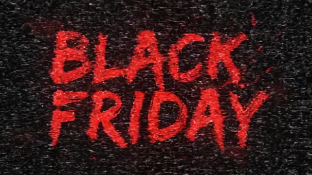 A raw and edgy Black Friday animation with a red grunge brushstroke text effect, perfect for an energetic and attention-grabbing sale promotion