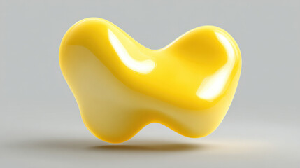 Yellow abstract shape glossy smooth fluid minimal modern 3d render design yellow abstract shape with glossy smooth fluid surface minimal modern 3d render style for creative design background