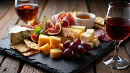 Wine & Cheese: Elegant wine and cheese pairing board

