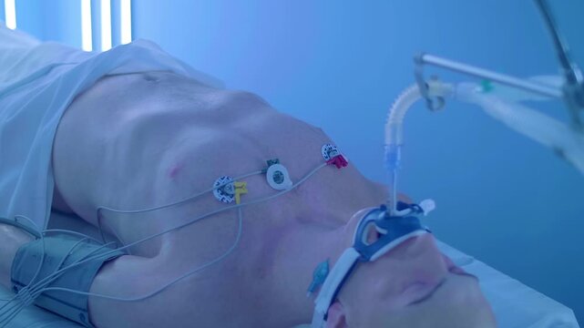 A modern intensive care unit with a variety of medical equipment capable of supporting the patient's life without the supervision of doctors