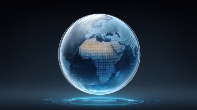 Digital globe hologram earth africa europe technology blue futuristic sphere map digital globe hologram earth africa europe technology blue futuristic sphere map over dark background with glowing - Powered by Adobe