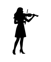 Fototapeta premium Woman violinist silhouette playing classical music on violin