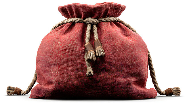 santa bag sack sachel fullof gift isolated on white background png ai generated