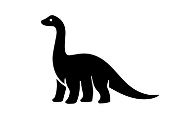 Brontosaurus dinosaur silhouette black white icon concept © Iulia