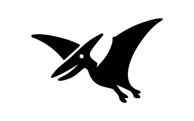 Pterodactyl flying silhouette icon on white background © Iulia