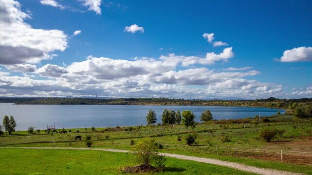 Summer timelapse view of Concordiasee, Germany