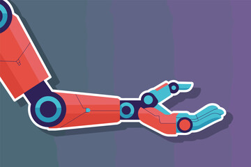 Flat Design Robotic Arm and Hand, automation technology concept