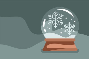 Winter Snow Globe with Snowflakes, holiday decoration concept