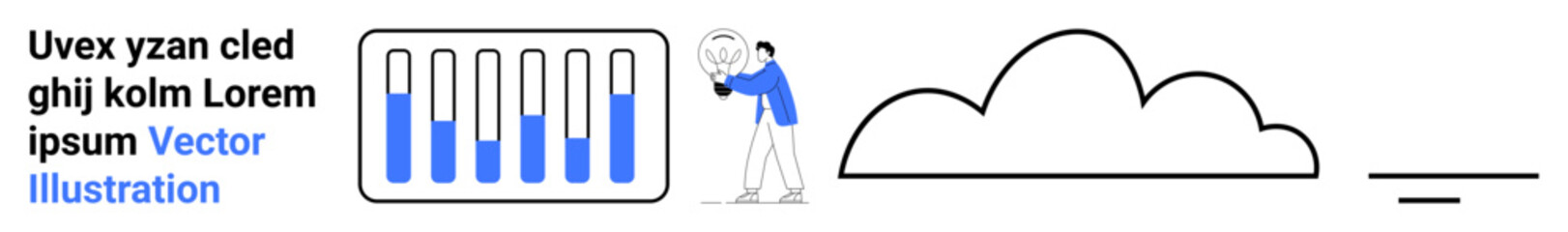 Researcher analyzing test tubes and data visualization connected to a cloud. Ideal for laboratory, research, data storage, technology, innovation, network, simple landing page