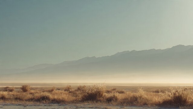 Desert landscape with mountains in background