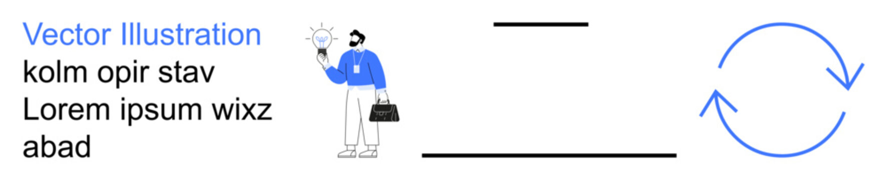 Innovation, creative thinking, workflow, process improvement, business solutions, efficiency. A person holding a light bulb with circular arrows nearby. Innovation and workflow optimization concepts