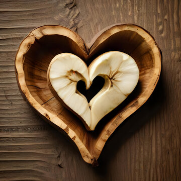 Simb&oacute;lico coraz&oacute;n de nuez alimentaci&oacute;n.