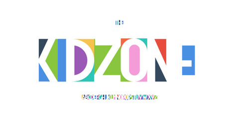 Fototapeta na wymiar Color Font Logo Alphabet Vector Fun Letter Set Blocky Typography, Art Typographic Design for Kids Zone Title Text, Toy Typo Poster Headline, Type Fest Logotype, Colorful Fonts. Vector Typeface.