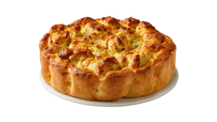 Puff cake with chicken meat isolated on a white background