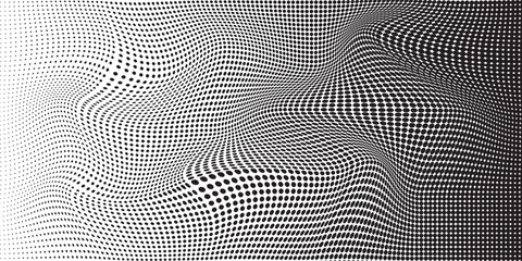 Grunge halftone gradient background. Faded grit noise texture. White and black sand wallpaper. Retro pixelated backdrop. Anime or manga style comic overlay. Vector graphic design textured template