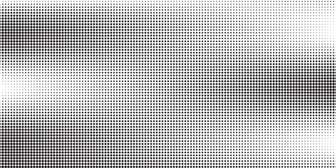 Grunge halftone gradient background. Faded grit noise texture. White and black sand wallpaper. Retro pixelated backdrop. Anime or manga style comic overlay. Vector graphic design textured template