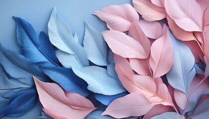 Soft Pastel Leaves In Shades Of Blue And Pink For Elegant Decor