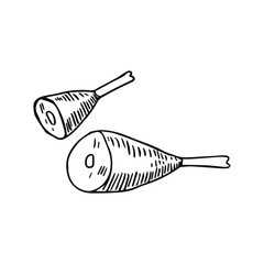 A piece of meat on a bone, isolated sketch