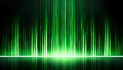 Columns Of Green Light Rising Into Darkness N Digital Rendering