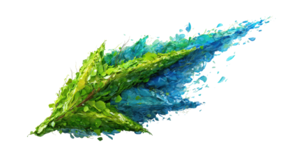 Dynamic nature element with leaves and water