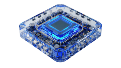 Futuristic Microchip Processor with Blue Glow