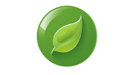 Glossy green leaf icon, nature symbol
