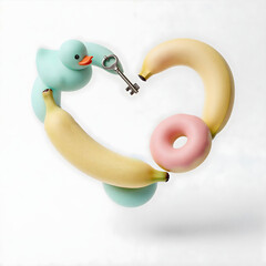 key and food in the shape of heart