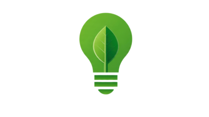 Green eco lightbulb with leaf