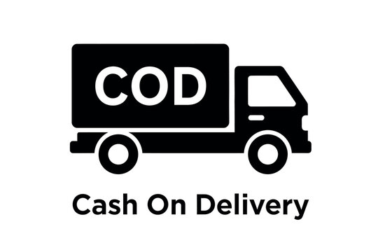 Cash on delivery truck icon with cod text on side