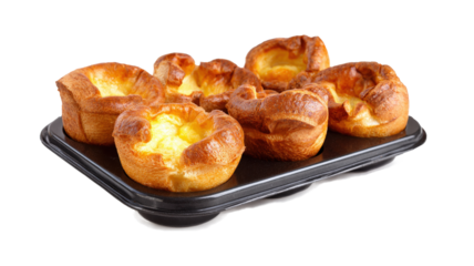 Yorkshire Puddings on a Baking Tray isolated on a white background