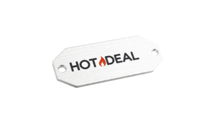 Metal plate with "Hot Deal" text and a flame