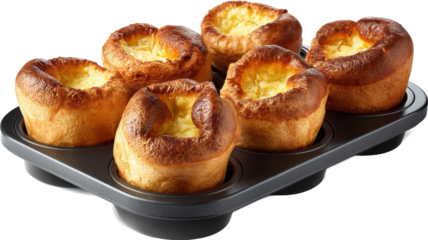 Yorkshire Puddings on a Baking Tray isolated on a white background