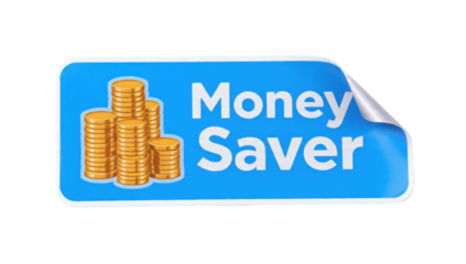 Money Saver Sticker with Stacked Coins