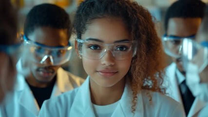 Students conduct experiments in laboratory during science class in modern school setting - Powered by Adobe