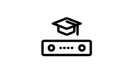 Online learning icon with graduation cap