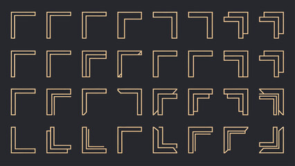 Set of golden frame corners decorative elements for design vector illustration. Lunar New Year Vector Illustration. EPS Editable